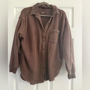 aerie Brown Button-Front Overshirt